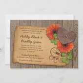 Invitation Rustique Rusty Heart Orange Daisy Mariage campagna (Devant)
