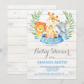 Invitation Rustique Safari Jungle Animaux Baby shower garçon (Devant / Derrière)