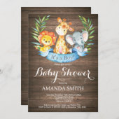 Invitation Rustique Safari Jungle Animaux Baby shower garçon (Devant / Derrière)