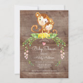 Invitation Rustique Safari Jungle Monkey Baby shower Invitati (Devant)