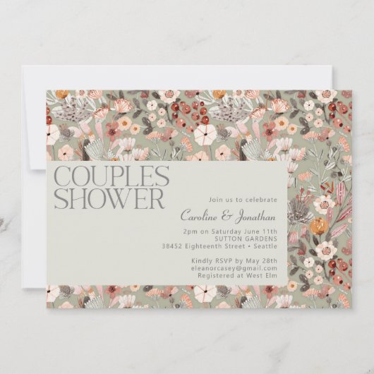 Invitation Rustique Sage Botanique Boho Couples Douche (Devant)