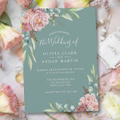 Invitation Rustique Sage Green Dusty Rose Boho Floral