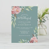 Invitation Rustique Sage Green Dusty Rose Boho Floral (Debout devant)