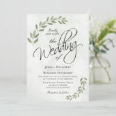 Invitation Rustique Sage Vert Aquarelle Feuille Chic Mariage (Debout devant)