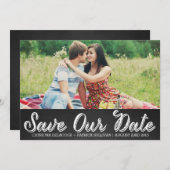 Invitation Rustique Script Photo Enregistrer Notre Date Faire (Devant / Derrière)