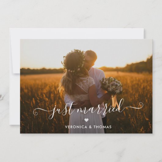 Invitation Rustique Script Photo Juste Marié Elopement Mariag (Devant)