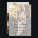 Invitation Rustique Script Photo Modern Engagement Party<br><div class="desc">Invitation de la partie fiançale photo moderne avec un design simple avec "fiançailles" dans un style rustique typographie script avec vos détails de l'événement sur votre photo préférée avec une superposition opaque. Cette élégante invitation au design minimaliste est idéale pour tout type de fiançailles.</div>