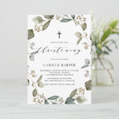 Invitation Rustique Semences Eucalyptus Wreath Christening (Debout devant)