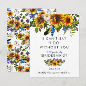 Invitation Rustique sera ma demoiselle d'honneur | Tournesol (Devant / Derrière)