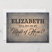 Invitation Rustique serez-vous ma servante d'honneur | Brides (Devant)