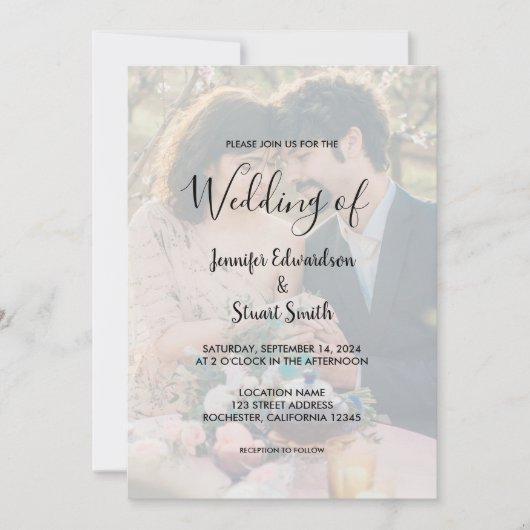 Invitation Rustique simple élégant calligraphie mariage photo (Devant)