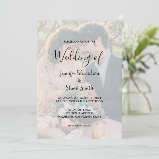 Invitation Rustique simple élégant calligraphie mariage photo (Debout devant)