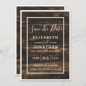 Invitation Rustique Simple Élégant Grange Bois Enregistrer La (Devant / Derrière)