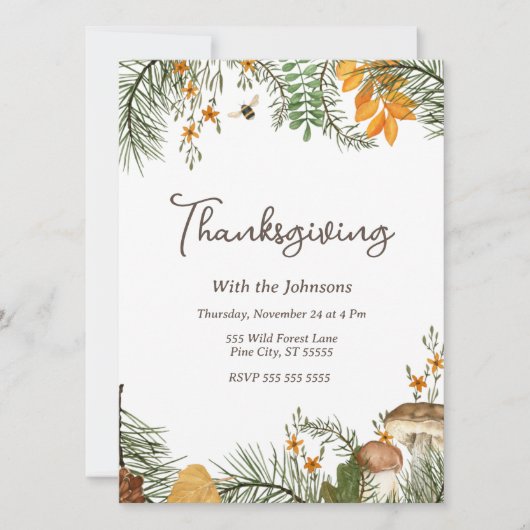 Invitation Rustique Simple Fall Forest Thanksgiving (Devant)