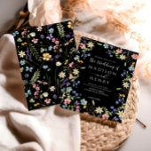 Invitation Rustique simple Fleur sauvage Mariage noir