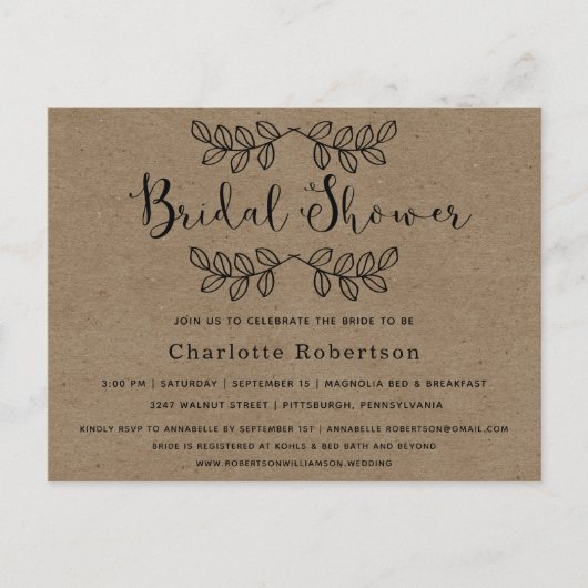 Invitation Rustique Simply Kraft (Devant)