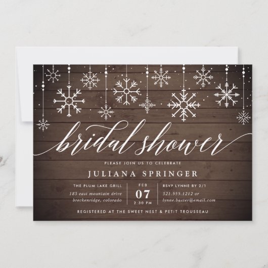 Invitation Rustique Snowfall Bridal Douche (Devant)