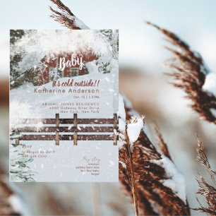 Invitation Rustique Snowy Baby il fait froid dehors