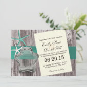 Invitation Rustique Starfish & Mason Jar Beach Mariage (Debout devant)