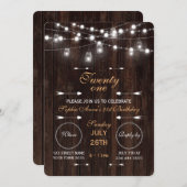 Invitation Rustique String éclaire vieille grange fête d'anni (Devant / Derrière)