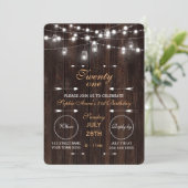 Invitation Rustique String éclaire vieille grange fête d'anni (Debout devant)