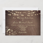 Invitation Rustique String lights QR Code Mariage (Devant)
