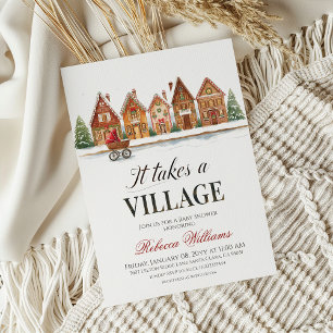 Invitation Rustique Stroller Village Maisons Baby shower d'hi