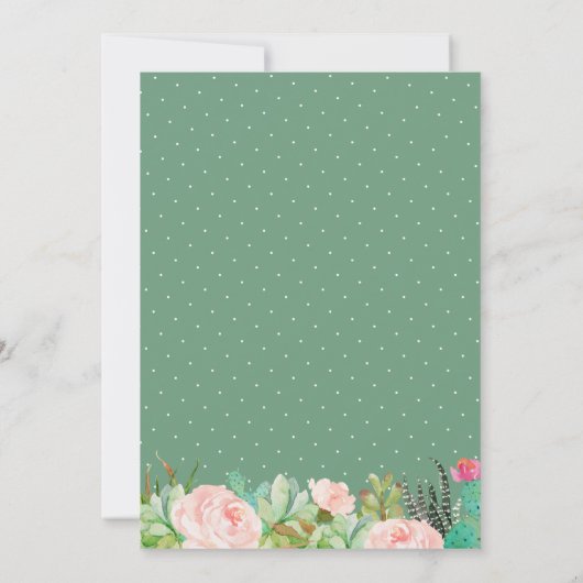 Invitation Rustique Succulent Cactus Floral 50e fête d'annive (Dos)