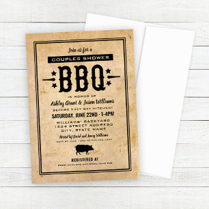 Invitation Rustique Tan Mariage BBQ Couples Douche