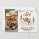 Invitation Rustique Tan Photo Comment West a été un 1er anniv (Devant)