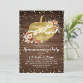 Invitation Rustique Terracota Floral Citrouille Houseécher Pa (Debout devant)