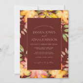 Invitation Rustique Terracotta Automne Feuilles Mariage (Devant)
