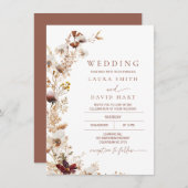 Invitation Rustique Terracotta Automne Fleur sauvage Mariage (Devant / Derrière)