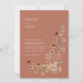 Invitation Rustique Terracotta Automne Fleur sauvage Mariage (Devant)