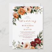 Invitation Rustique Terracotta Automne Pampas Mariage en herb (Devant)