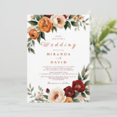 Invitation Rustique Terracotta Automne Pampas Mariage en herb (Debout devant)