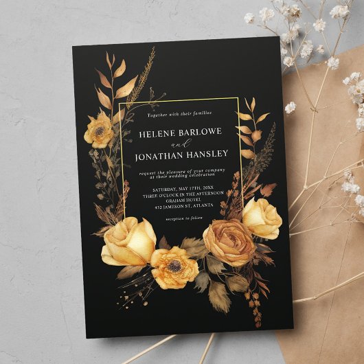 Invitation Rustique Terracotta Élégant Dark Moody Mariage de