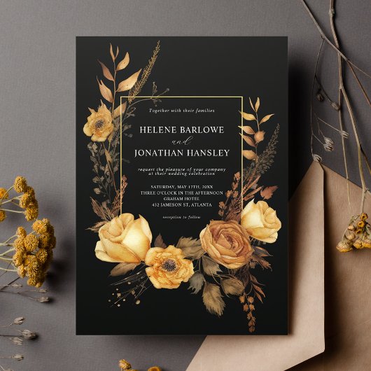 Invitation Rustique Terracotta Élégant Dark Moody Mariage de