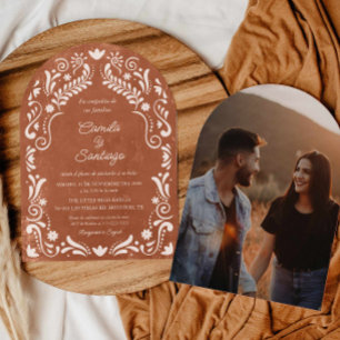 Invitation Rustique Terracotta espagnol Photo Arch Mariage