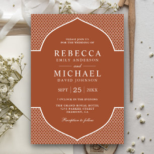 Invitation Rustique Terracotta Ethnic Mariage Arch Indien