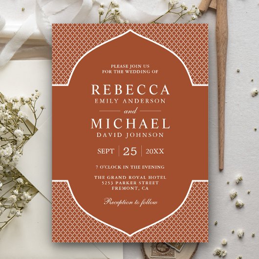 Invitation Rustique Terracotta Ethnic Mariage Arch Indien
