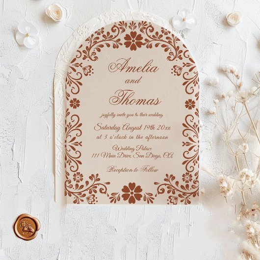 Invitation Rustique Terracotta Floral Mariage mexicain
