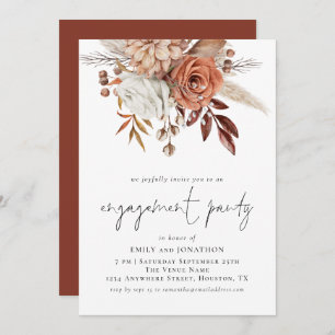 Invitation Rustique Terracotta Florales Script