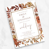 Invitation Rustique Terracotta Florals frontière QR Code Mari