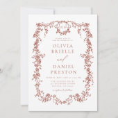 Invitation Rustique Terracotta Victorian Boho Monogram Mariag (Devant)
