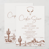 Invitation Rustique Terracotta Western ou Rodeo Couples douch (Devant / Derrière)