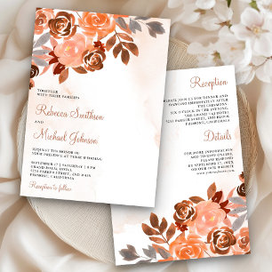 Invitation Rustique Terrain Terracotta Floral tout en un Mari