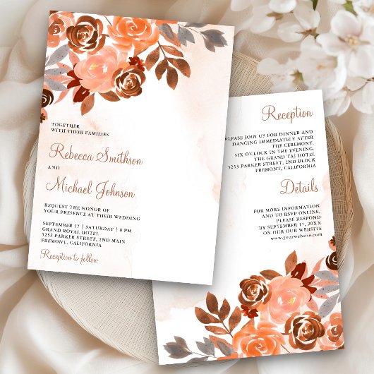 Invitation Rustique Terrain Terracotta Floral tout en un Mari