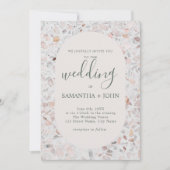 Invitation Rustique Terrazzo Off blanc Mariage de script mode (Devant)