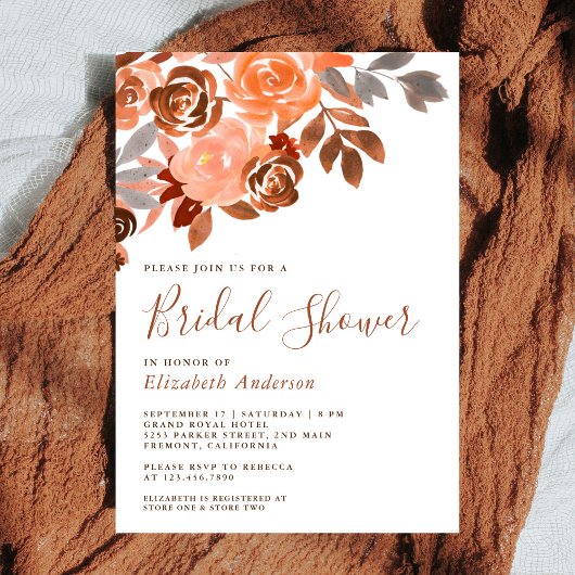 Invitation Rustique Terre Cuite Florale Shower de Mariage